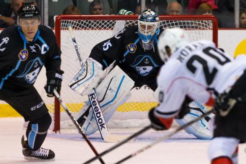 Magnus Hellberg starts in net for the season opener. (Photo Credit: Clint Trahan)