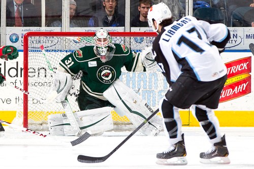 Johan Gustafsson looks terrified because he has never seen Mike Liambas this wide open on offense. (Photo Credit: Scott Paulus)